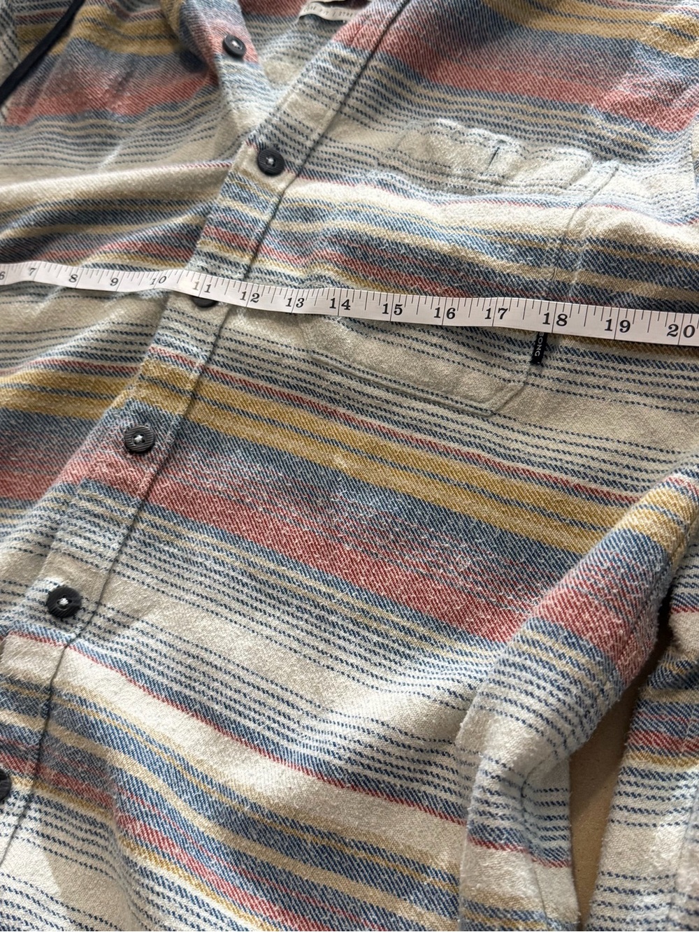 Billabong Baja Hooded Flannel Shirt Striped Core Fit Stretch Men’s L Preppy Surf - Picture 12 of 12